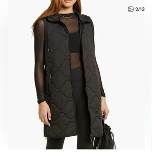 Black Zella Longline sleeveless Quilted Long Vest size medium